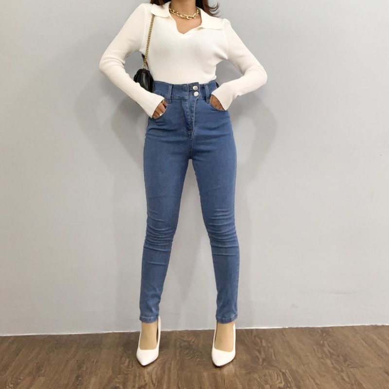 [LUXE.DLABEL] - E16 Jeans | Celana panjang Highwaist wanita Jeans import premium Jeans wanita polos ripped jeans High waist jeans wanita bkk Skinny Jeans High waist Baggy jeans Wideleg Jeans Kulot jeans Boyfriend jeans Wanita Kargo Jeans