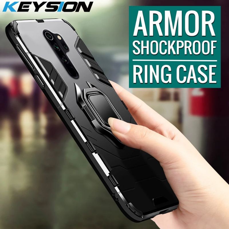 Hardcase Armor Xiaomi Redmi Note 8 Pro / Hard Case Ring Holder Redmi Note 8pro Casing Transpomer