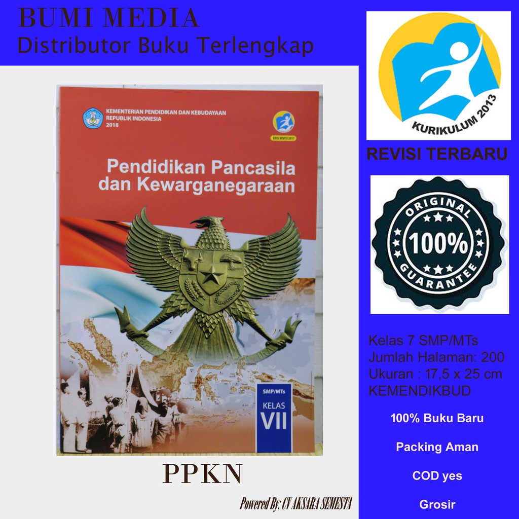 Jual Buku Pkn Kelas 7 Smp Mts Kurikulum 2013 Revisi 2017 2018 Paket