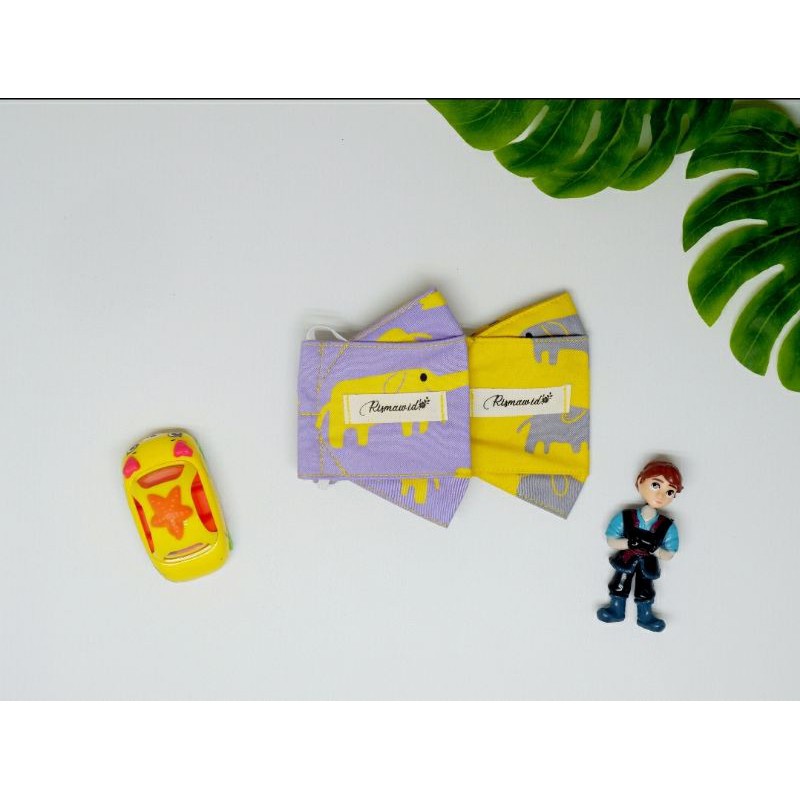 MASKER KAIN 3D ANAK | 3 DIMENSI | EVO | MOTIF GAJAH 3 LAPIS