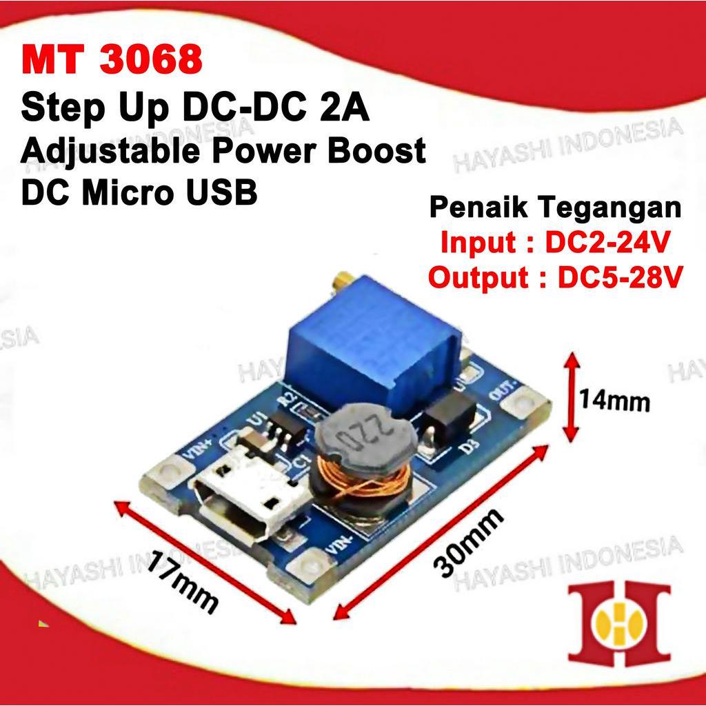 Step Up DC DC Boost 2A Micro USB Power Modul Penaik Tegangan MT3608