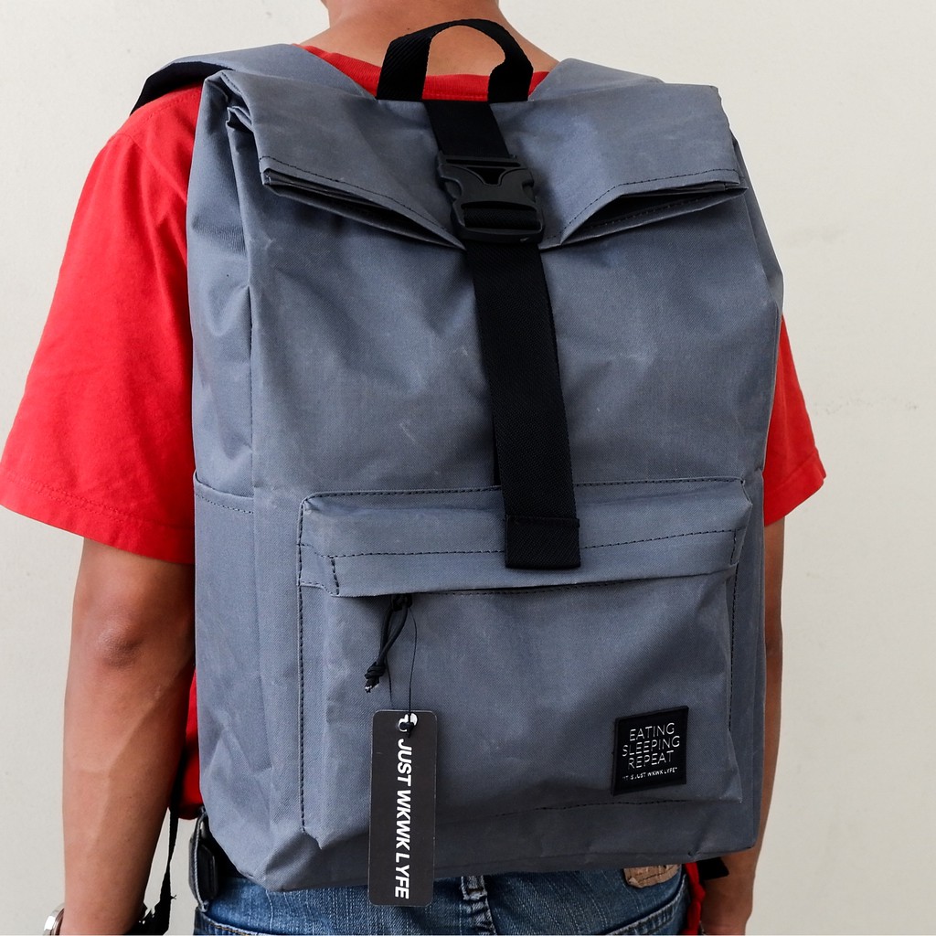 Tas Punggung Roltop Backpack Ransel Warna Grey