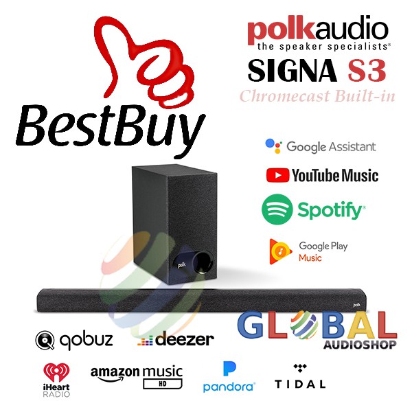 Polk Audio Signa S3 S 3 Soundbar Chromecast Voice Google Assistant