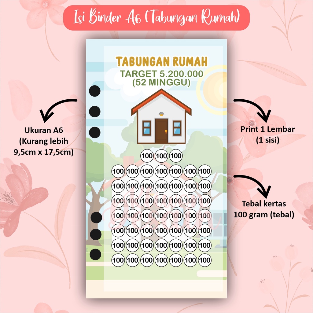 

isi kertas binder a6 ring 6 tabungan rumah