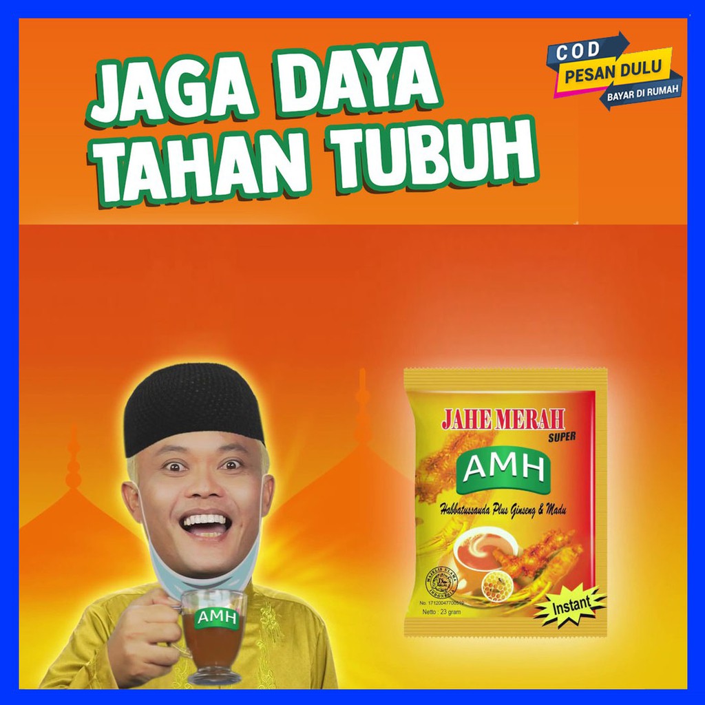 

Jahe Merah Bubuk AMH AMANAH Murni Plus Ginseng Habbatussaudah Madu Sachet Saset 20 gram