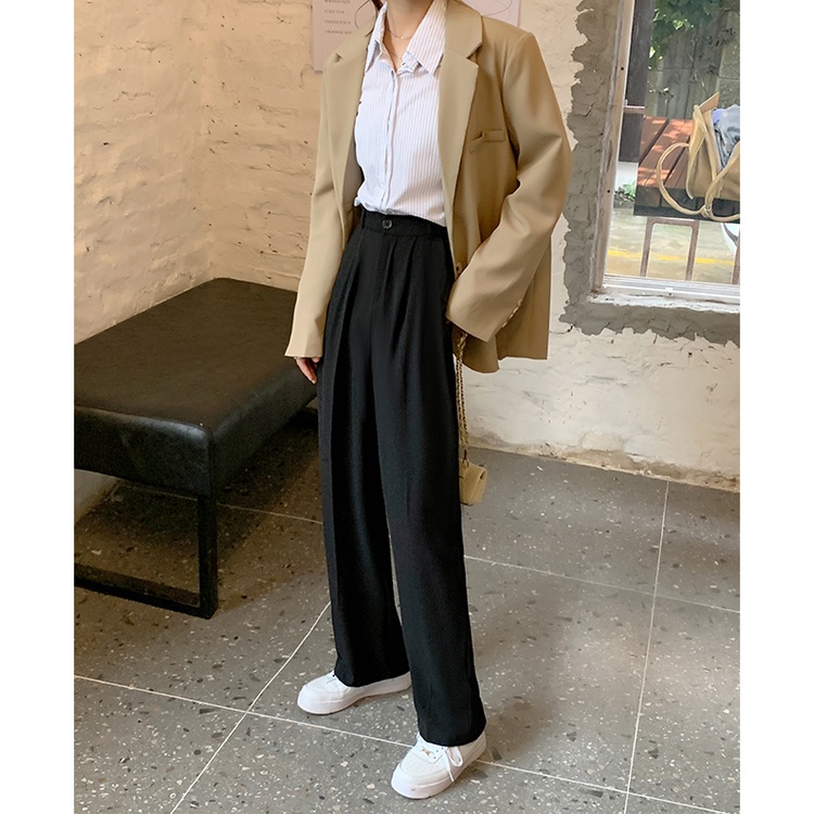 XIAOZHAINV Celana Wanita Korean Style High Waist Loose Pants 1002