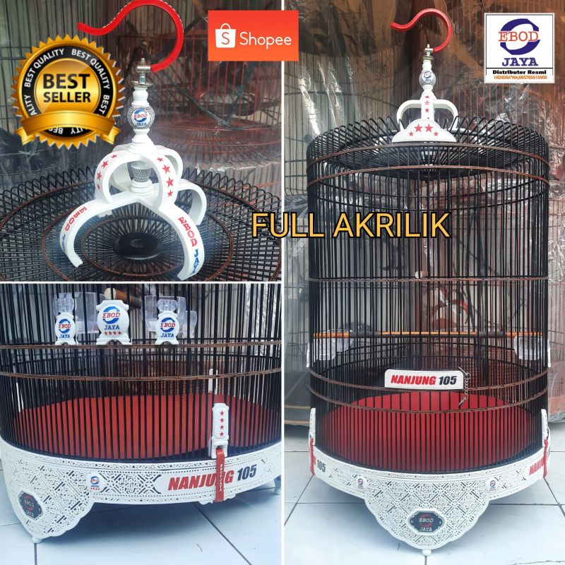 SANGKAR MURAI EBOD JAYA FULL AKRILIK ISTIMEWA//AKSESORIS