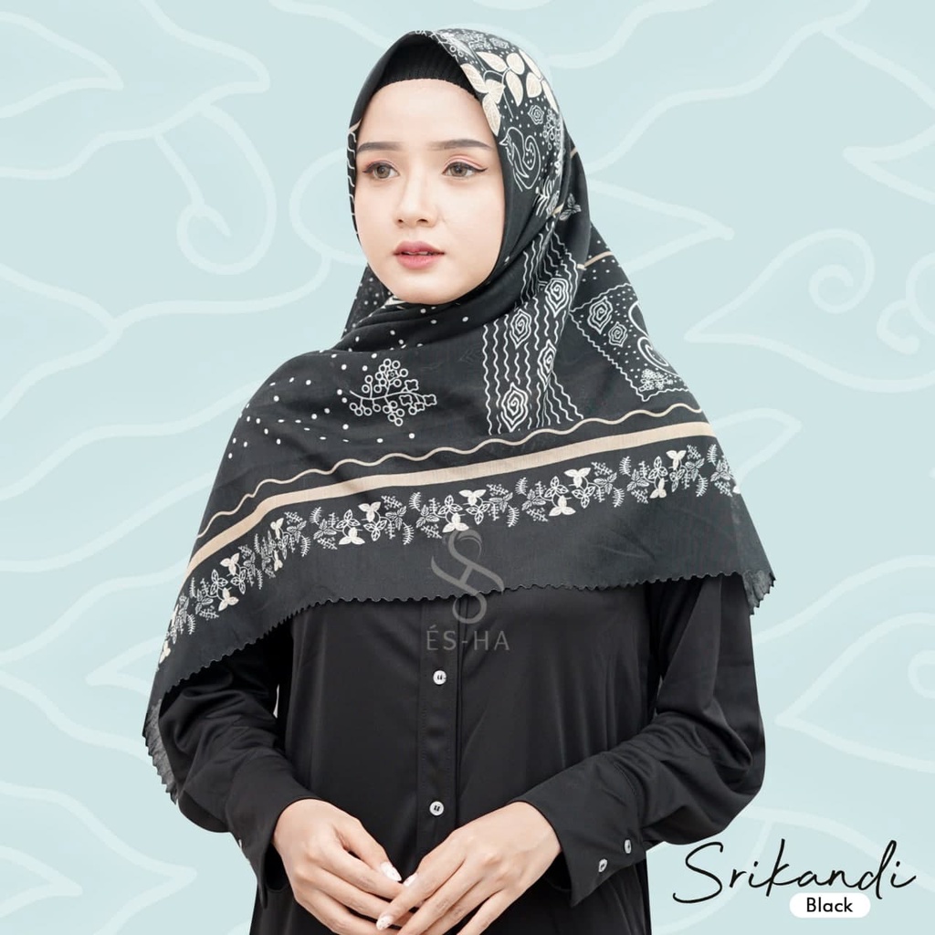 (PART 1) Series Hijab Motif Voal / Segiempat Motif Voal Premium Exclusive-SRIKANDI BLACK