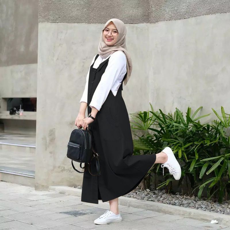 Maggie overall Rok panjang wanita Rok panjnag fashion muslim Overall panjang wanita Dress wanita casual Overall wanita jumbo