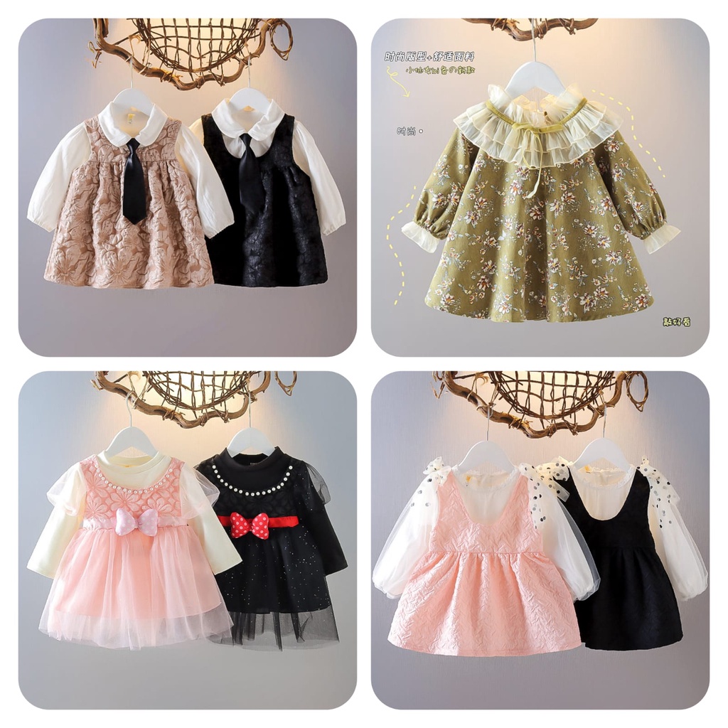 0-3TH NEW ARRIVAL DRESS ANAK BAYI BERLENGAN PANJANG / DRESS PESTA ANAK BAYI SUPER HIGH QUALITY