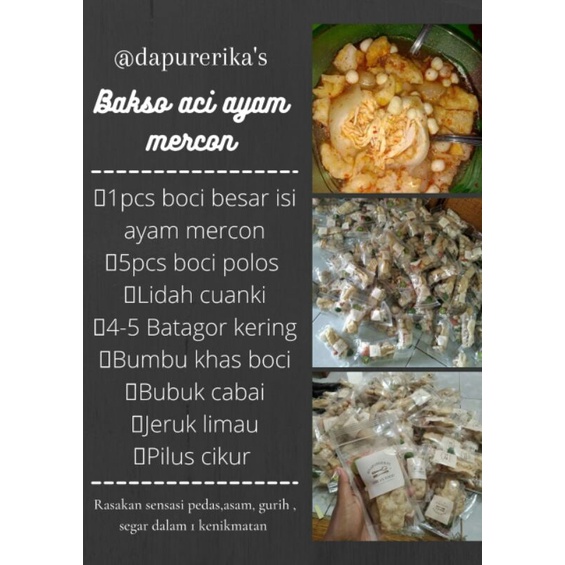 

baso aci ayam suwir merecon