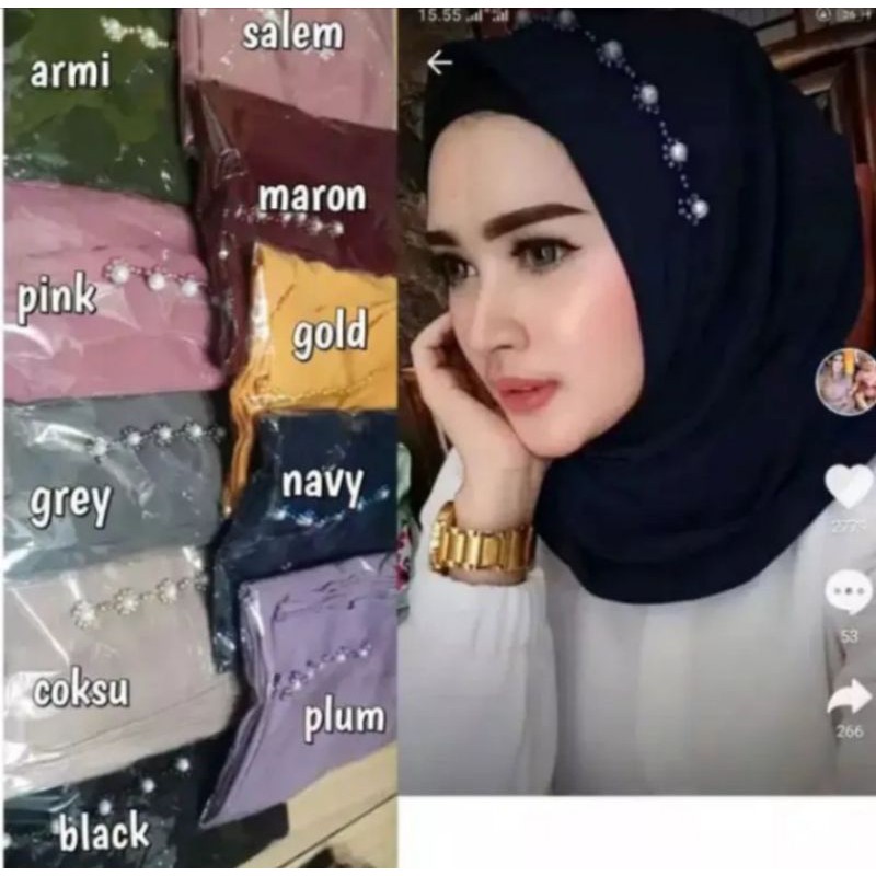 hijab pasmina bondu renda mutiara