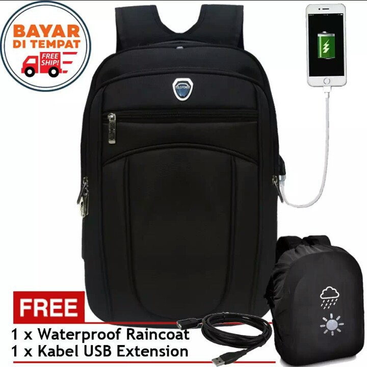 Polo Power Tas Ransel Pria Dan Wanita Tas Fashion Pria Tas Laptop original - Black