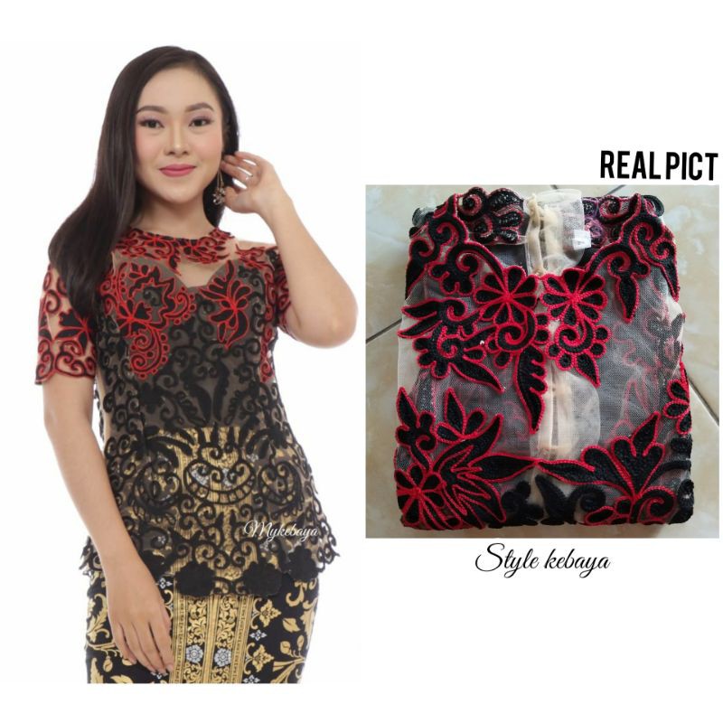 Kebaya bali tilestik motif rosella/diva