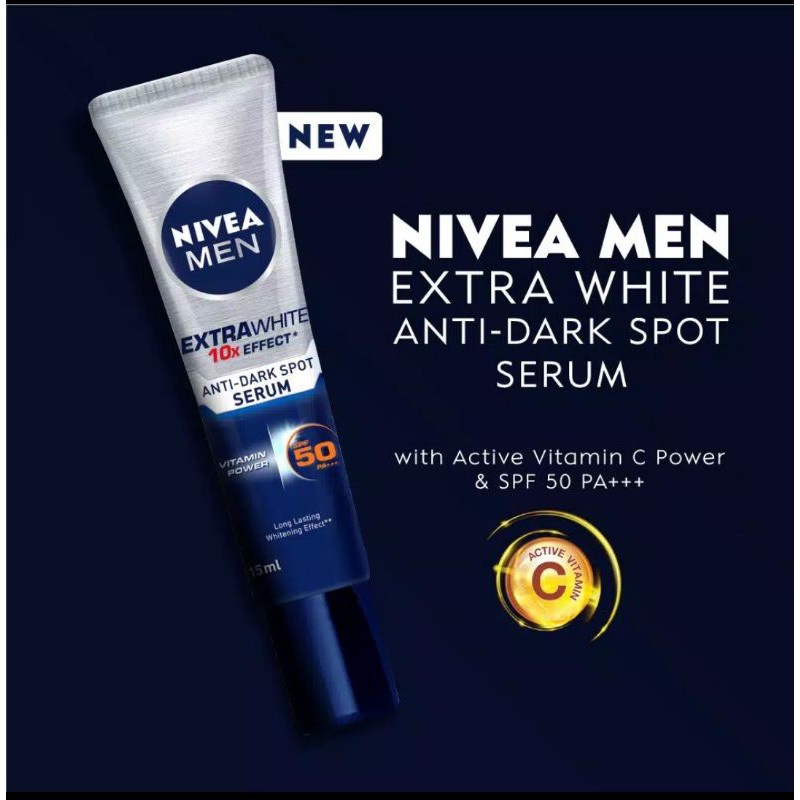 NIVEA MEN Extra White 10x Effect Anti - Dark Spot Serum SPF50 PA+++ - 15ml