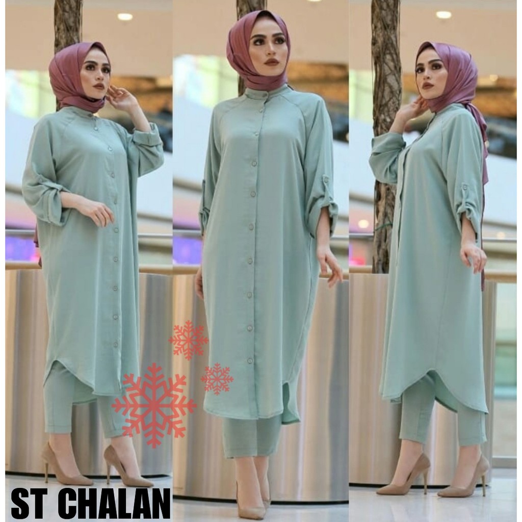 SET TUNIK MAXI MONIKA MUSLIM FASHION KEKINIAN DRESS PESTA TERBARU COD