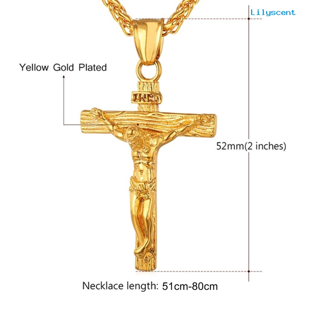 Kalung Liontin Salib Yesus Bahan Stainless Steel Anti Karat Untuk Pria