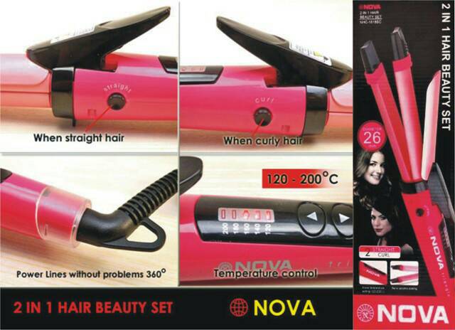 Nova 2 in 1 AIUEO - Hair Beauty Set NHC-2009 - Pink Bundling Rainbow Hair Dryer