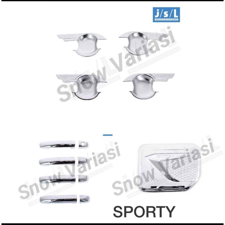 Paket outer handle tank cover Ertiga lama hitam chrome jsl