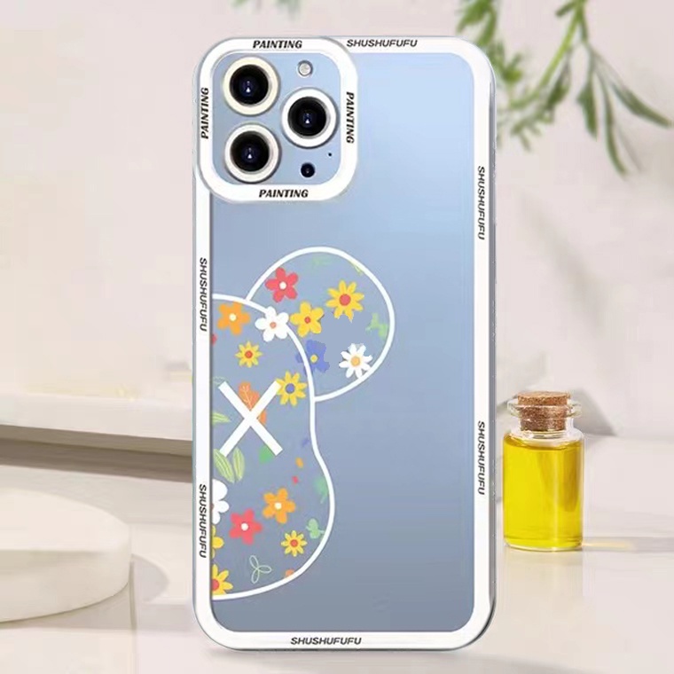 Soft Case Silikon TPU Transparan Shockproof Motif Bunga Beruang Untuk IPhone 13 12 11 Pro XS Max X XR 8 7 6 6S Plus