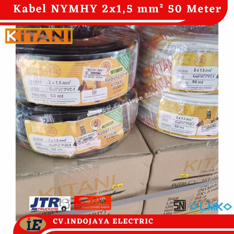 Kabel Serabut Nymhy 2x1,5mm² Kitani/Kabel Rambut panjang kabel 50 meter