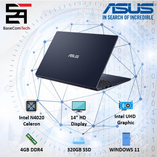 Laptop Asus Vivobook E410MA INTEL N4020 RAM 4GB 128/192GB 14HD WINDOWS 10-BLACK 320GB SSD HD