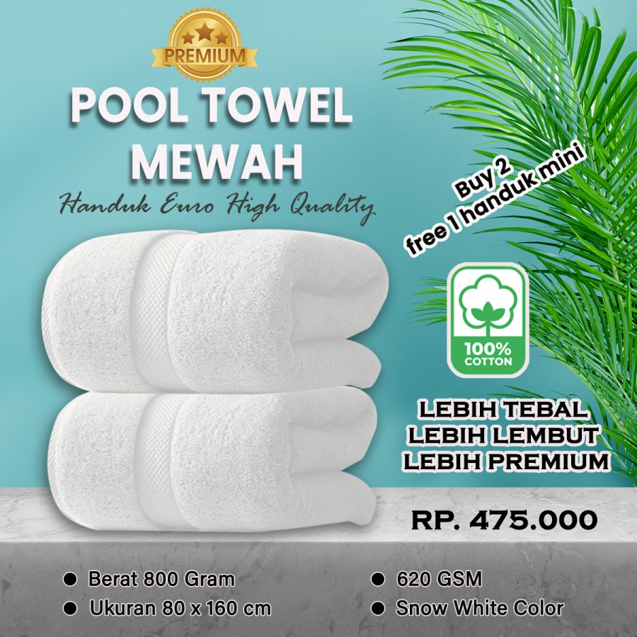 Pool Towel Premium Handuk Pantai Euro 80x160cm 800 gram 100% cotton