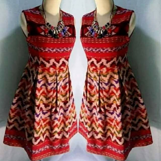 Dress tenun zig zag