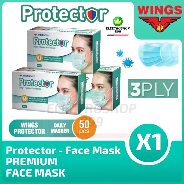 ( BISA COD ) Masker Medis Bedah Surgical 3PLY Wings Protector Earloop isi 50 TERBATAS [Kode 1|Kode