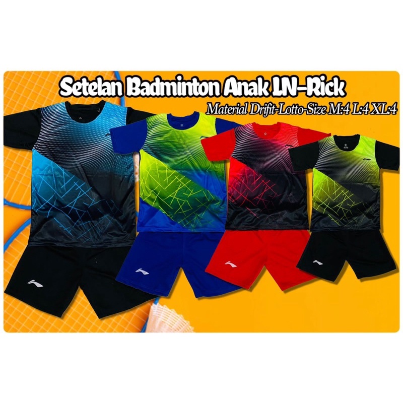 stelan baju celana bulutangkis junior anak