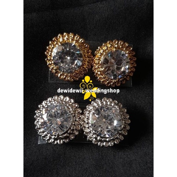 Anting/ Giwang Pengantin, ModeL Bulat (Batu diamond)