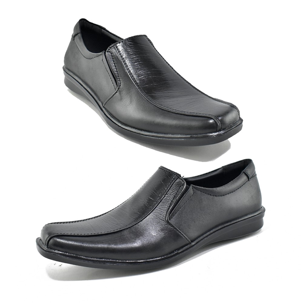 Sepatu Pantofel Pria Slip On Kulit Asli Formal Terbaru GRUTTY DC007 Hitam