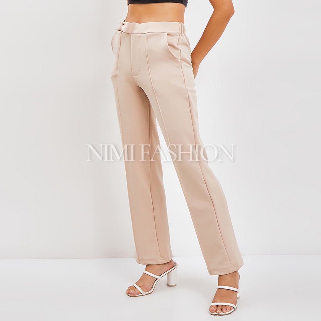 NIMI - Lenora Pants Celana Scuba Pallazo Highwaist Baggy Pants Break Free Wanita