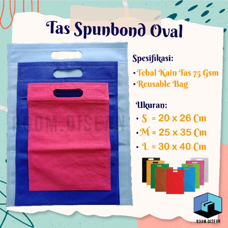 Tas Spunbond Oval GRATIS SABLON MURAH | Souvenir Ulang Tahun | Souvernir Nikah | Souvenir Aqiqah