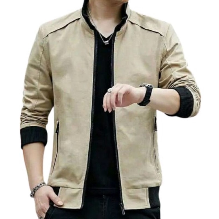 jaket casual pria/jaket pria/jaket keren/jaket tren line katun driil