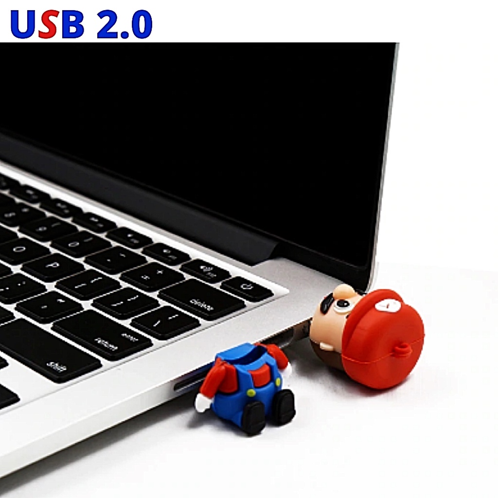 Flash Disk USB 2.0 Kapasitas 1 / 8 / 16 / 32 / 64 / 128gb Bentuk Kartun Super Mario Reliabl