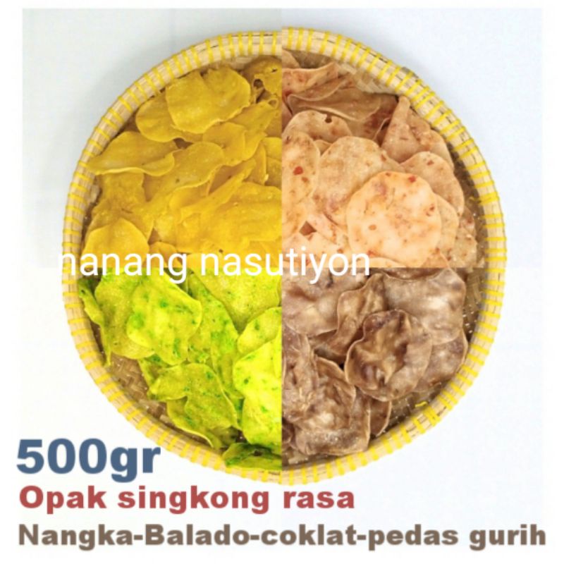 

KERIPIK OPAK SINGKONG KOIN RASA BALADO COKLAT NANGKA PEDAS GURIH MENTAH WONOSOBO EMPUK NAGIH SIAP GORENG 500GRAM