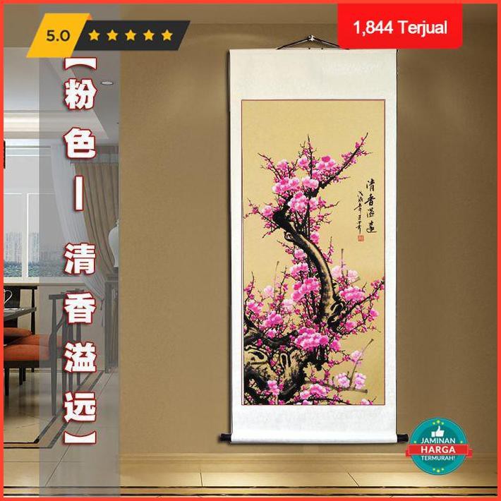 Dekorasi Rumah Lukisan Gulir Gulung Gantung. Bunga Plum Klasik 168X68Cm Lg02 Terlaris