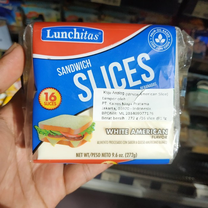 

Lunchitas Sandwich Slice 16, Keju Analog White American flavor 272gr