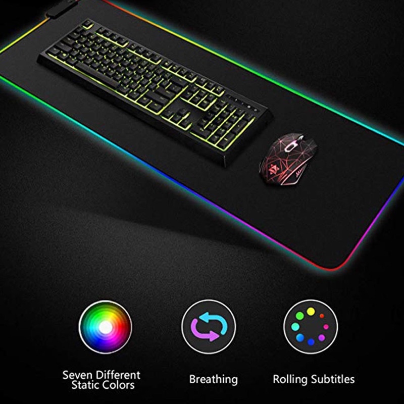 Gaming Mouse Pad Glowing RGB LED High Precision 300 x 780 x 4 mm - Black