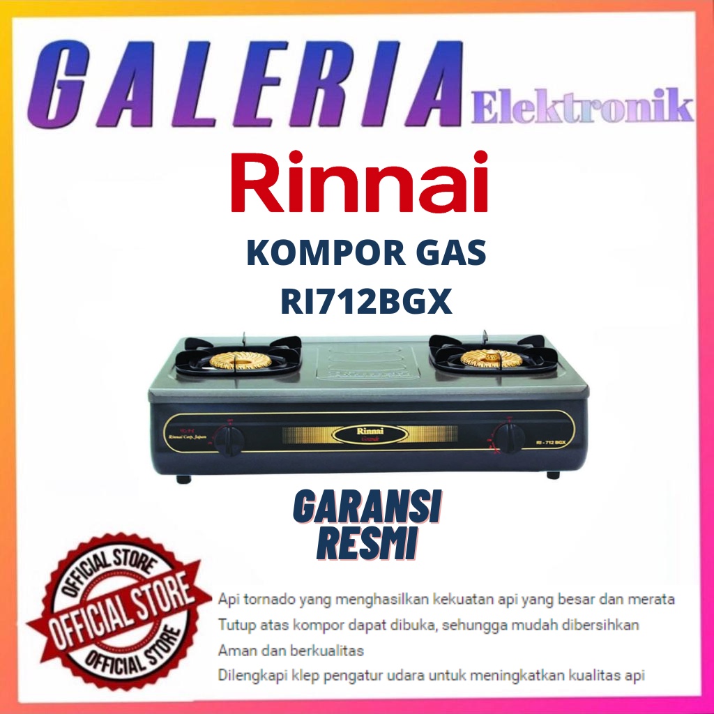 Jual KOMPOR GAS 2 TUNGKU RINNAI RI712BGX API BESAR RI-712BGX GRANDE ...