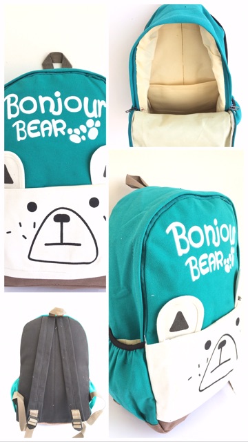 Tas ransel anak remaja wanita kanvas bear import