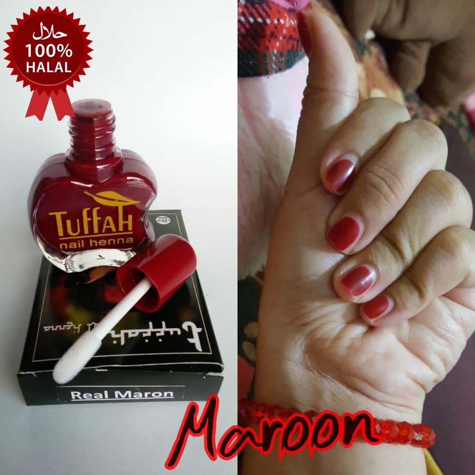 Tuffah Nail Henna Asli Warna MARON Original Cat Kuku 100% Halal Sah Sholat