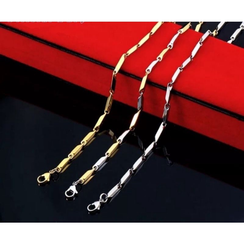 KALUNG titanium pria rantai padi stainless steel anti karat, asli original