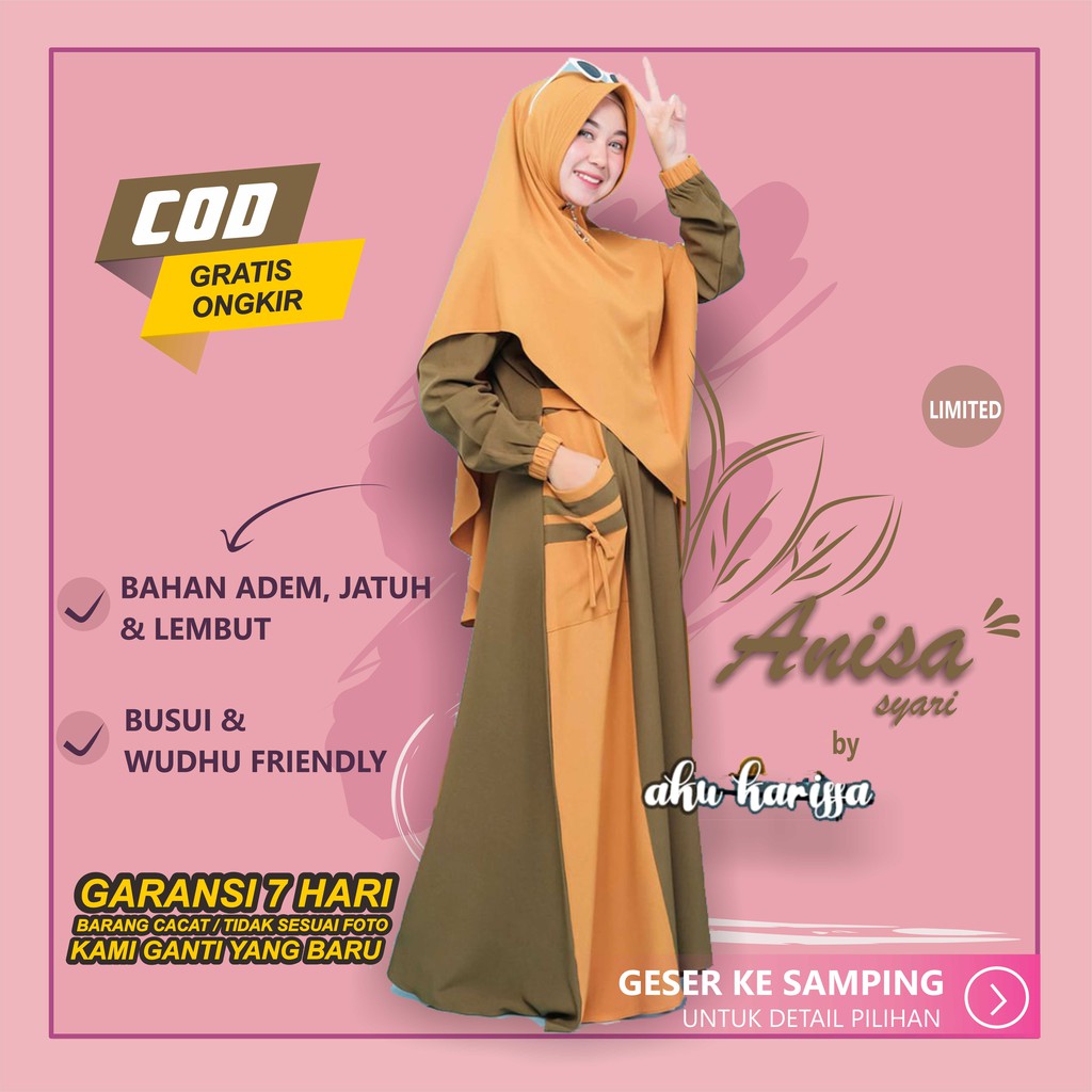 Gamis Aku Karissa Anisa set khimar itycrepe original by terbaru Karisa