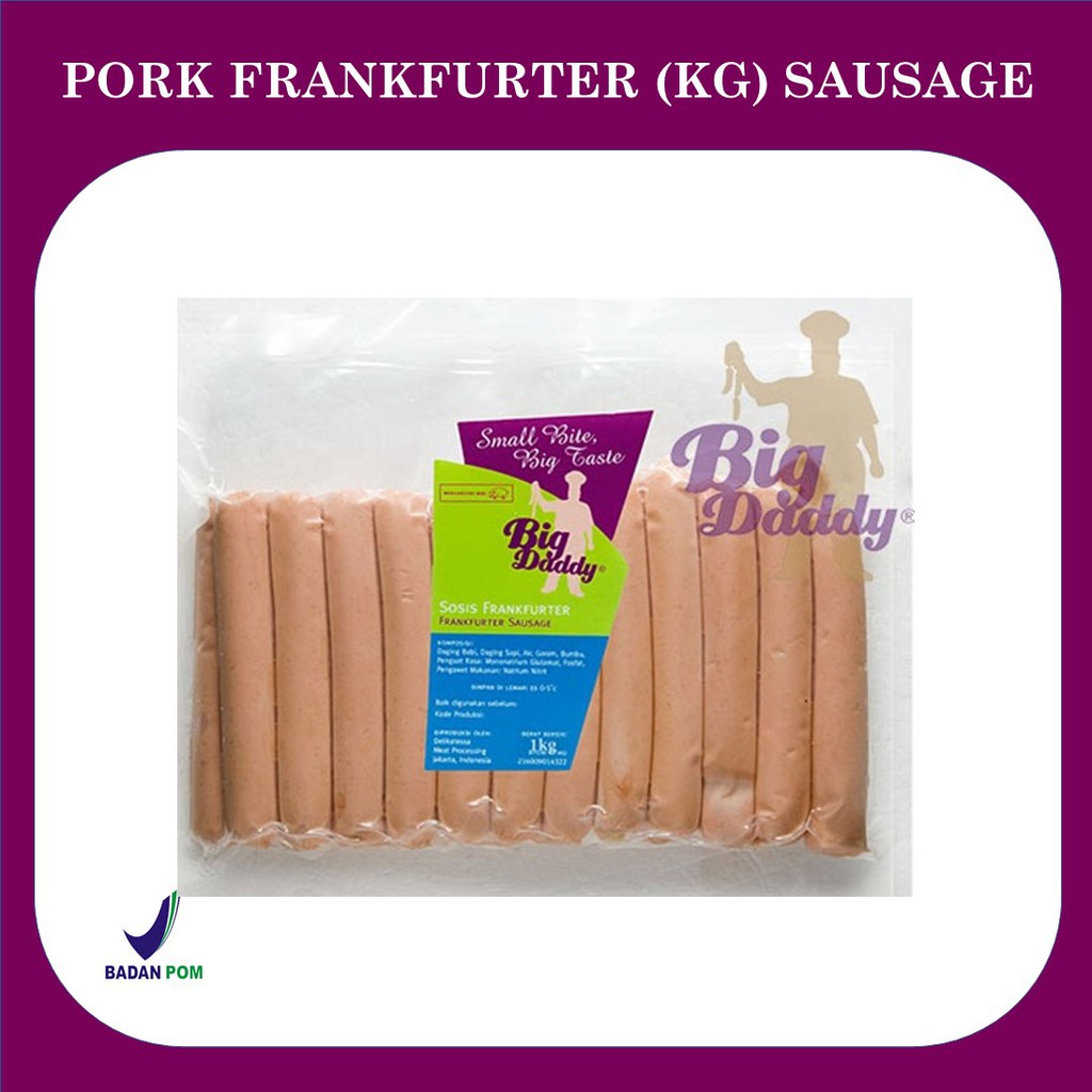 

BIGDADDY PORK FRANKFURTER (KG) SAUSAGE SOSIS BABI FRANKFURTER SOSIS HOTEL 1 KG