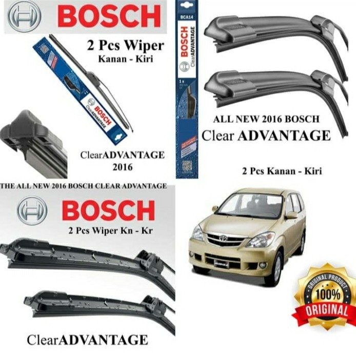 WIFER MOBIL TOYOTA AVANZA XENIA LAMA 2004 - 2011 ORIGINAL BOSCH CLEAR ADVANTAGE FRAMELESS KARET WIPE