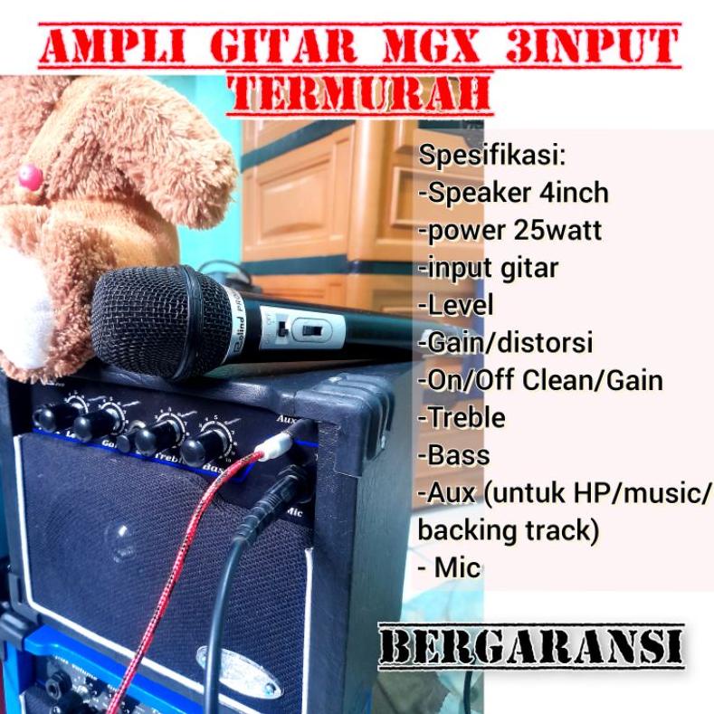 GROSIR Ampli gitar MGX 3input (untuk gitar,aux,mic) • free kabel aux
