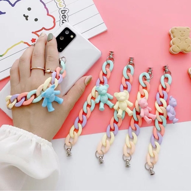 Korean Grip Chain for All Phone Types / Manik Manik DIY / Akrilik Pastel Doff