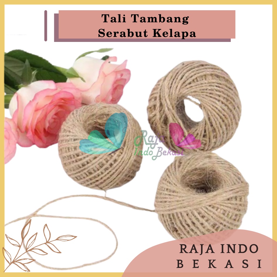 Tali tambang Serabut Kelapa 4 - 6 mm Untuk Garukan Kucing Turus Papan Taman Tali Rami Roll Goni Warna Penjepit Polaroid 3 Ply Besar 2 Ply Tebal - Tali Rami Goni 2 PLY/ 3 PLY (+/- 50-100 meter) Tali Garukan Kucing 20 Meter